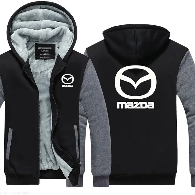 Мужская Флисовая Толстовка с капюшоном и длинными рукавами на молнии для Mazda