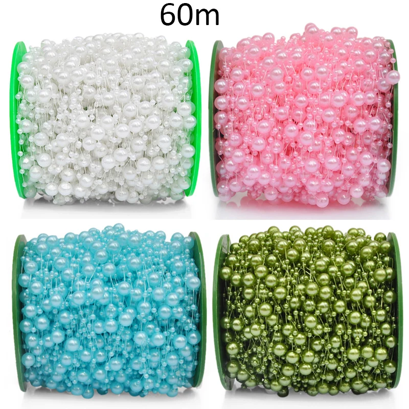 60 м искусственный жемчуг бусины цепочки для свадебного украшения букет невесты