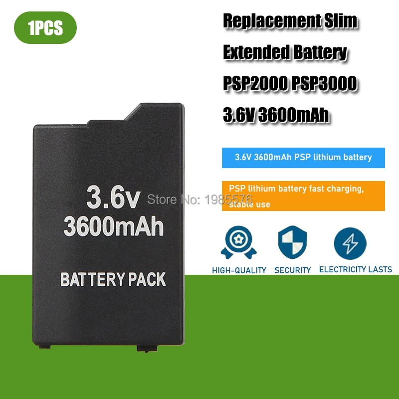 

1PC Gamepad Battery 3.6V 3600mAh for Sony PSP 2000 PSP 3000 PSP2000 PSP3000 PlayStation Portable Rechargeable Replacement Cells