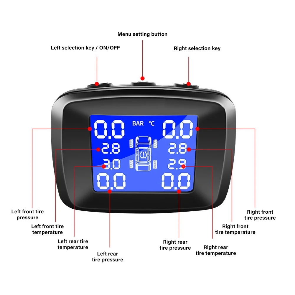 

Car TPMS External Or Internal Tire Pressure Monitoring System Digital LCD Display Car Auto Security Alarm Systems Tire Pressure