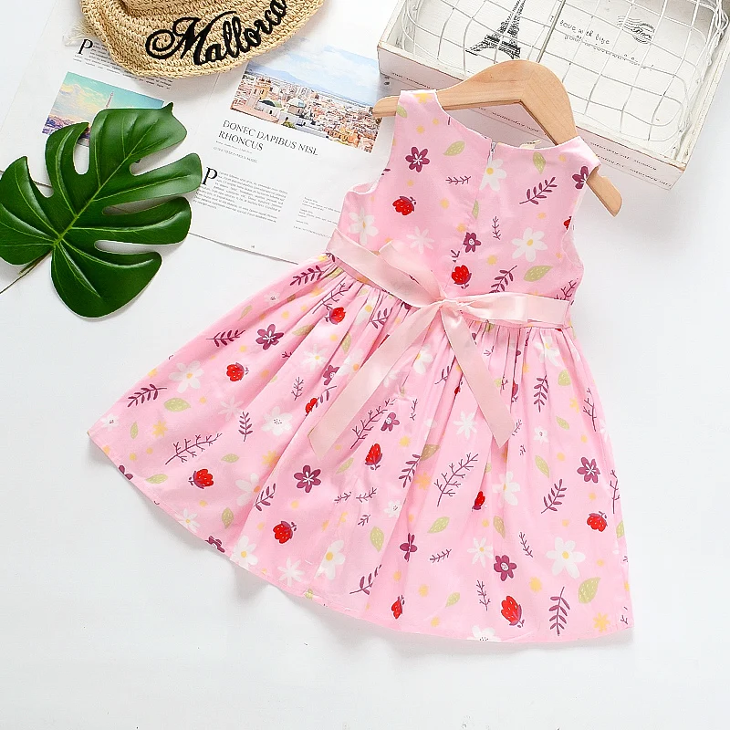 

Платье для маленьких девочек Детские Платья с цветочным рисунком платье принцессы для девочек детская одежда Хлопковое платье без рукавов ...