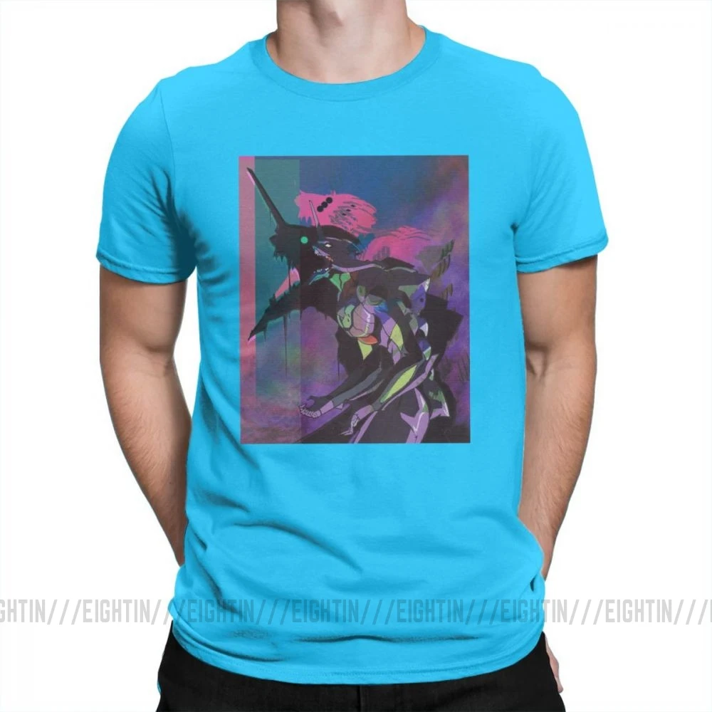 Evangelion Vapor единица 01 Повседневная футболка мужская одежда с короткими рукавами белая футболка из хлопка с круглым вырезом - Цвет: Medium Blue