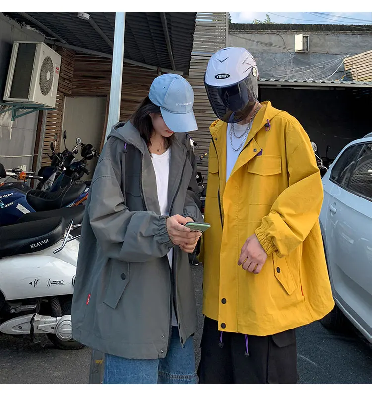 LAPPSTER мужские негабаритные осенние куртки осенние мужские s хип хоп ветровки Harajuku Хип Хоп желтые корейские модные пальто с капюшоном