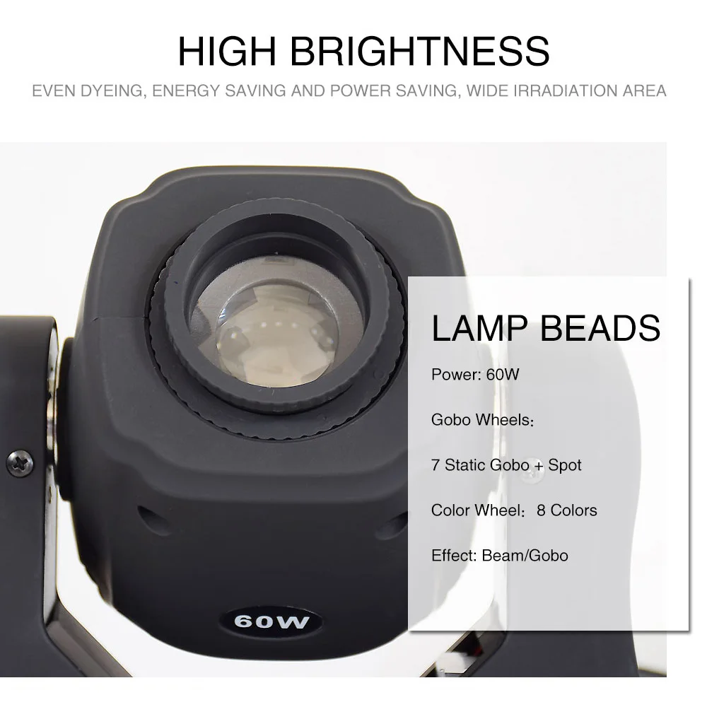 60 Вт Led Gobo Moving Head Lighting DJ Spot мобильный проектор Вращающаяся лампа для диско-бара
