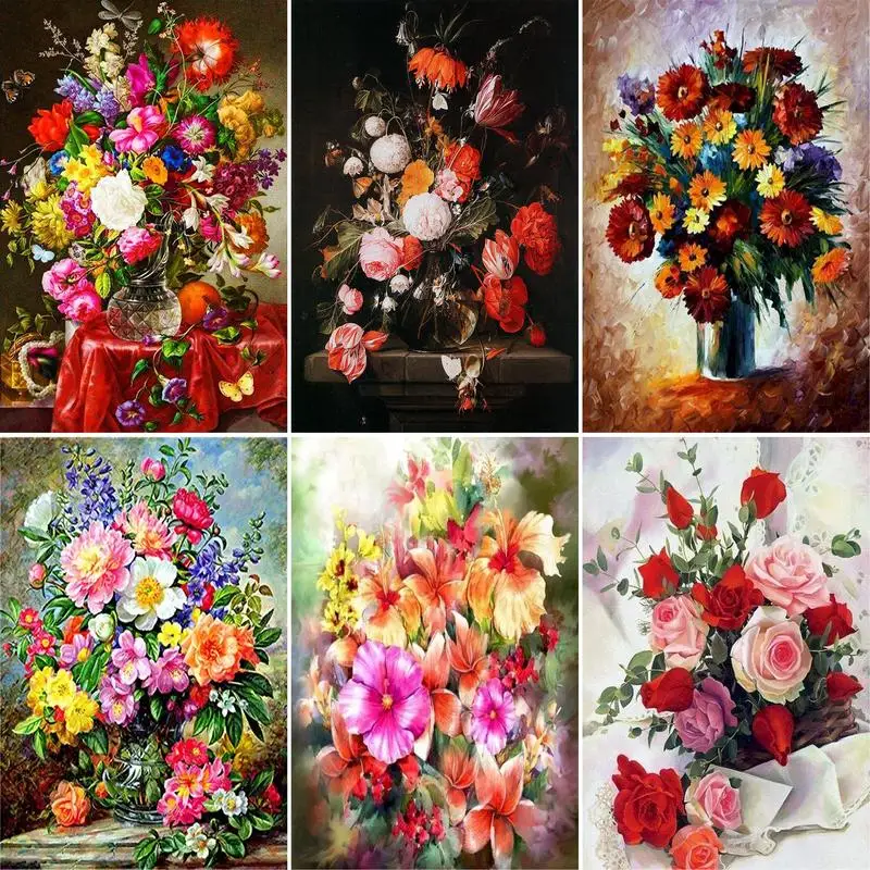 

GATYZTORY 5D алмазная живопись цветок квадратная/круглая Вышивка Набор для вышивки крестиком Картина мозаика сделай сам украшение для дома пода...