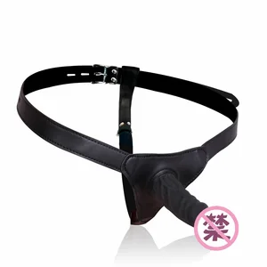 Страпон для лесбиянок из кожи для взрослых, 10 см, силиконовый черный, регулируемый ремень для пениса, интимные изделия для взрослых