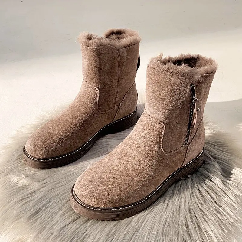 2020 Зима Новая версия женские сапожки из войлока бледно лиловый ботинки черного