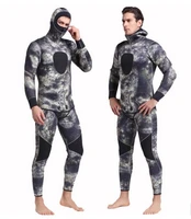 men 5mm neoprene 2 pieces jacket pants snorkeling surfing bathing suit spear fishing diving equipment hooded swimming wetsuits