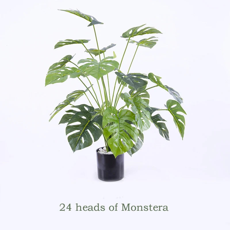 A withnot pot 75 см 24 головы Monstera большое искусственное дерево тропическая Пальма зеленые растения пластиковые листья поддельные листья черепахи для домашнего декора Вечерние - Цвет: A withnot pot