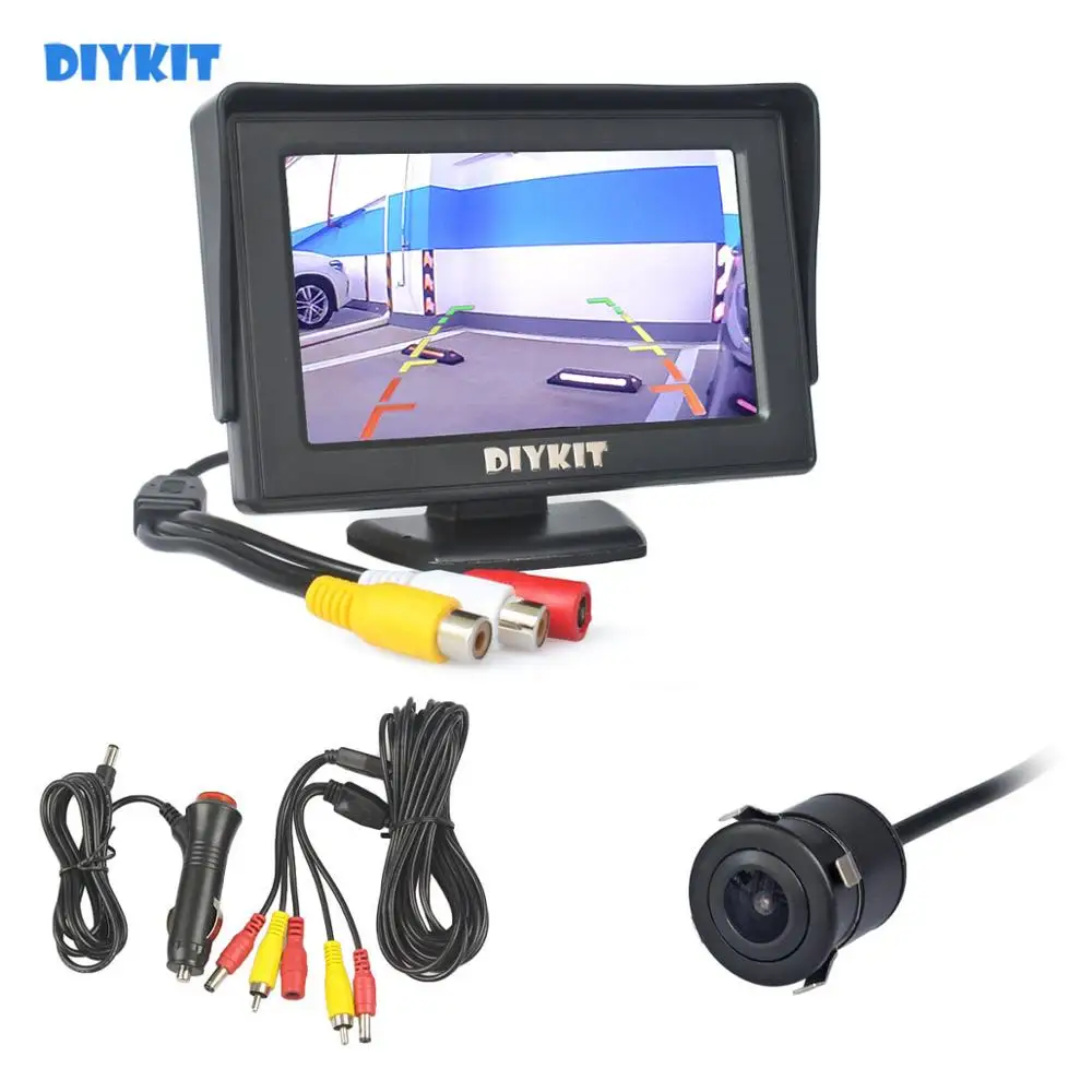 

DIYKIT 4.3inch TFT LCD Car Monitor with HD Rear View Reverse Backup Car Camera Parking System Free Video Cable