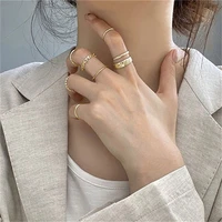 popular silver color gold color adjustable rings set alloy women jewelery ring birthday party gift