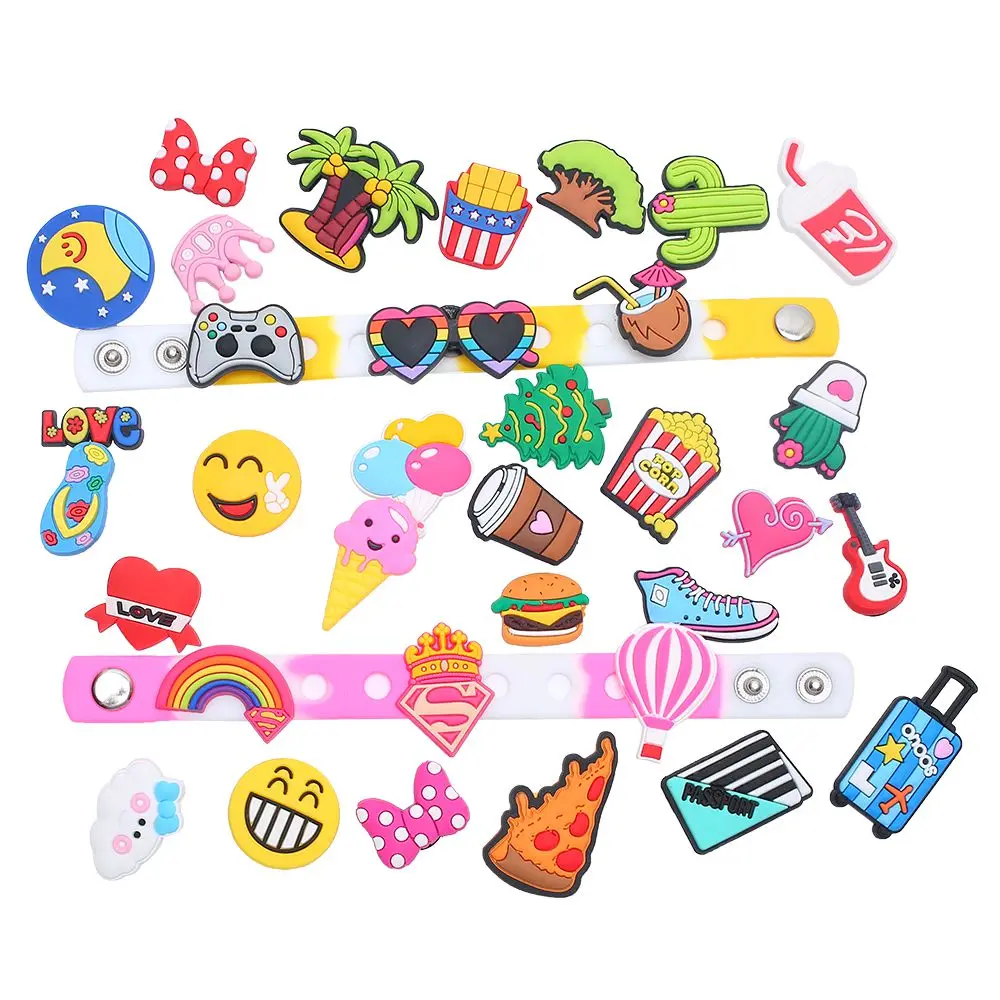 

Novel Cute PVC Shoe Charms Accessories Tree Balloon Hamburge Shoes Buckle Decorations fit Croc JIBZ Kids X-mas Party Gifts