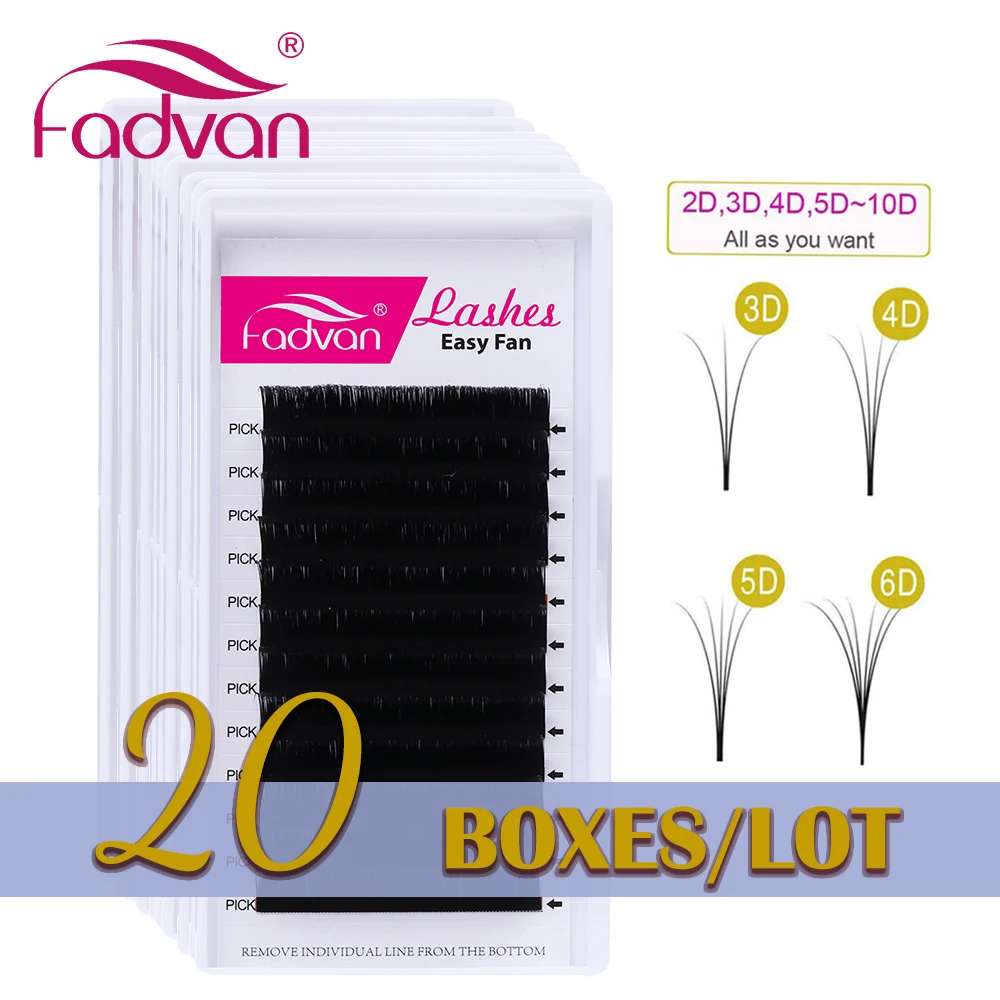 Wholesale 20 Boxes/Lot Easy Fan Lashes Hand-woven Eyelash Extension 0.05/0.07/0.10 Super Soft Blooming Fan Eye Lashes Extensions