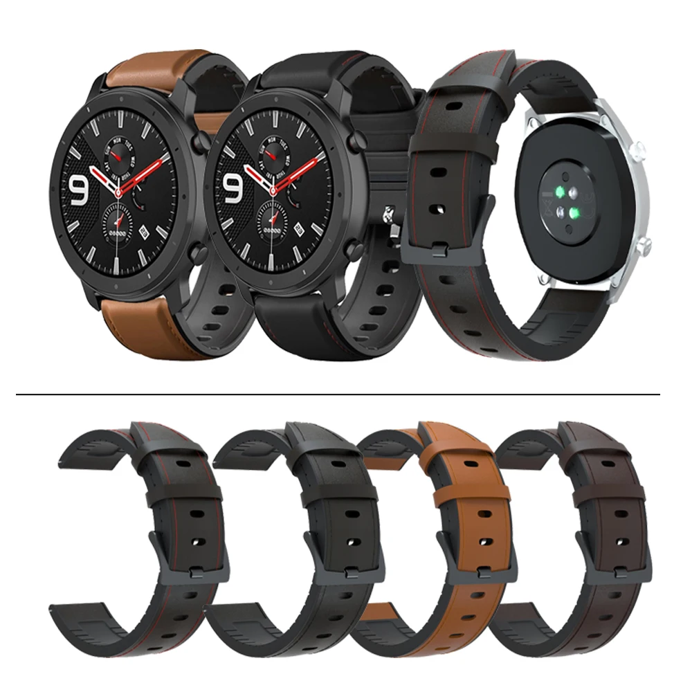 Кожаный ремешок для часов Amazfit GTR 42/47 мм Huami GTS/Bip браслет 2/2S/Stratos|Смарт-аксессуары| |