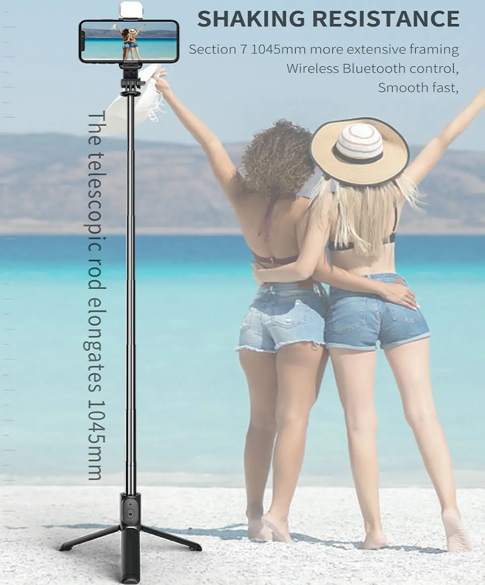 Беспроводная Bluetooth селфи палка Electop складной мини штатив с заполняющим светом