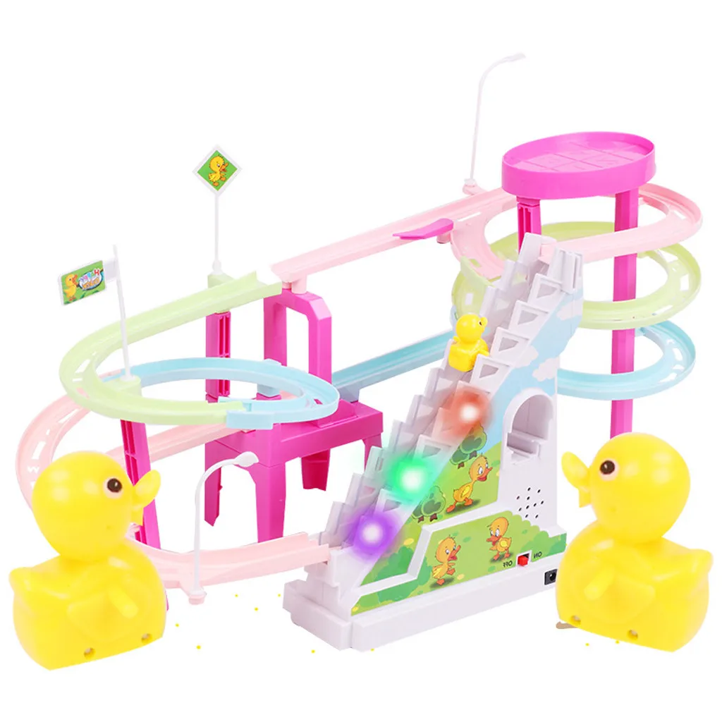 

Learning Education Toys Musical Toys Baby Educational Play Yellow Duck Electric Light Music Electric Climb Stair Track Toy Y1212