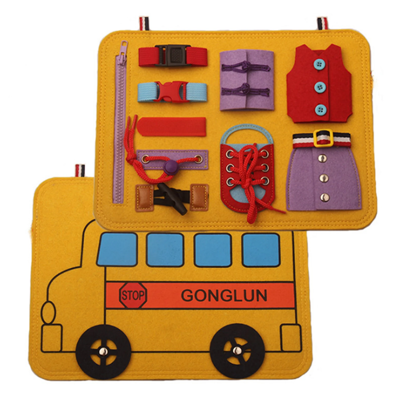 

Kids Portable Busy Board Buckle Dressing Life Basic Skills Educational Toys