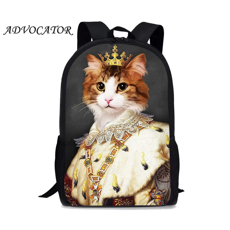 ADVOCATOR Cute Cat Photo Style Kids Backpack Children School Bags Girls Boys Bookbag Casual Bags for Men Women Mochila Escolar