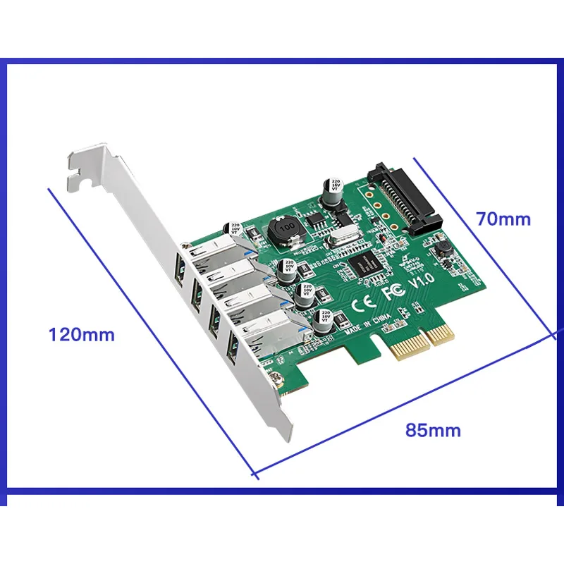 5 Гбит/с 4 порта USB 3 0 концентратор для PCI-E PCIe 1X плата расширения с SATA разъем питания