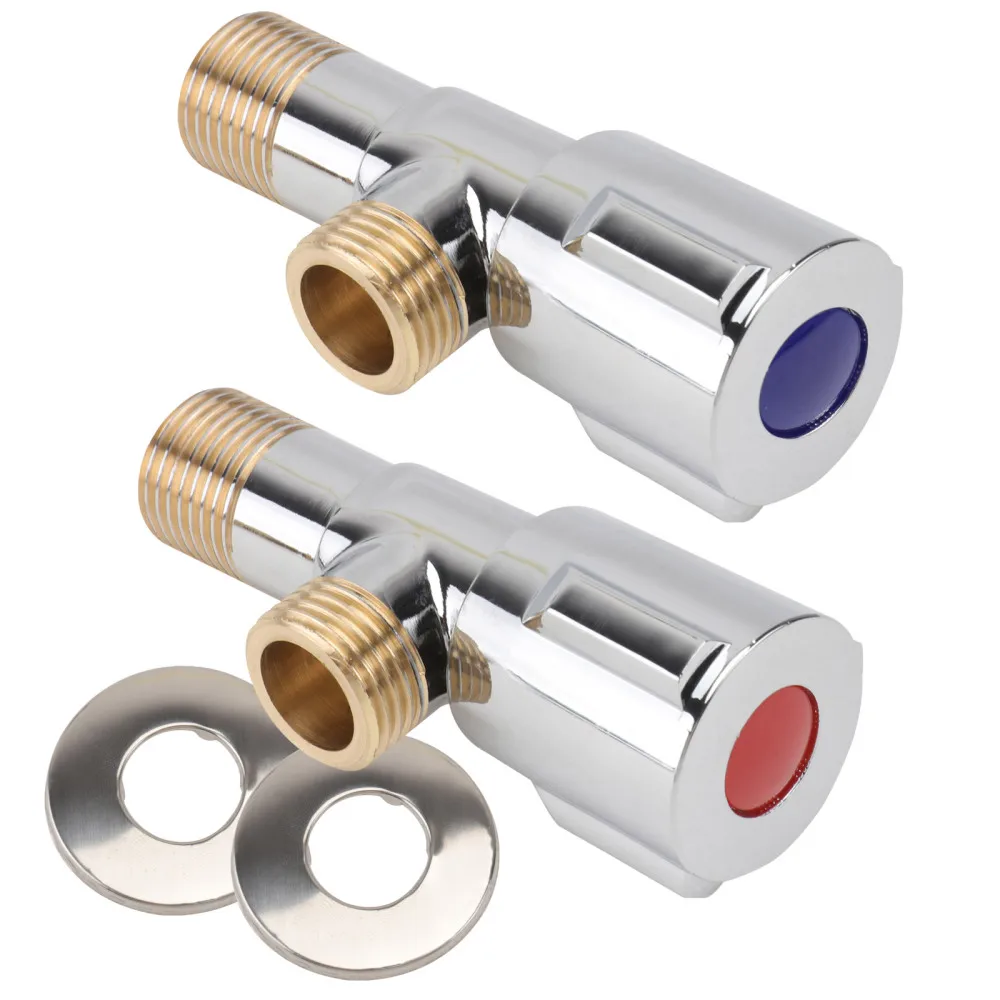 

1 Pair Bathroom Stop Triangular Valves Kitchen Hot Cold Water Shut Off Valves