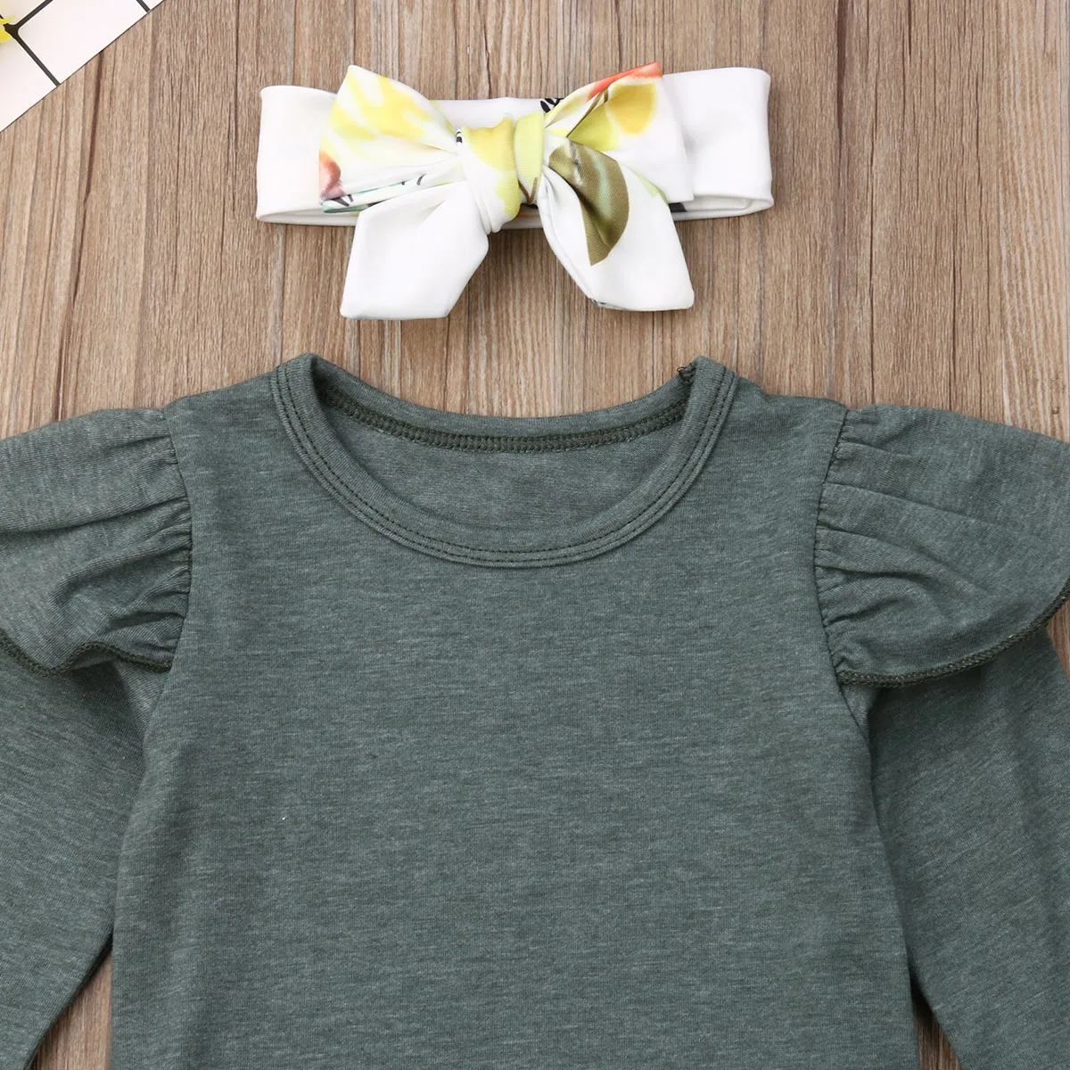 

Pudcoco Girls Suits 3PCS Newborn Infant Baby Girls Clothes Playsuit Long Sleeve Romper Pants Outfit Set Toddler Flower Clothing