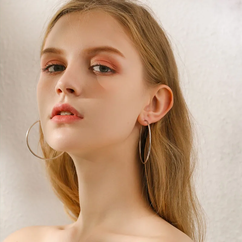 Серьги-кольца женские круглые большого размера кольца в креольском стиле