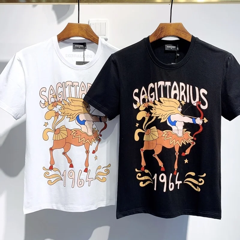 

New Summer Dsquared2 Street Hip-Hop Round Neck Short-Sleeved T-shirt Cotton Locomotive Letter Printing Casual Tee Men/Women D955