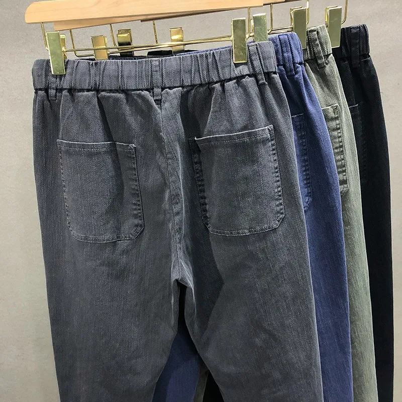 Spring Autumn Harem Jeans Men's Straight Loose Harlan Pants Elastic Waist Casual Plus Size 5XL Men Trousers