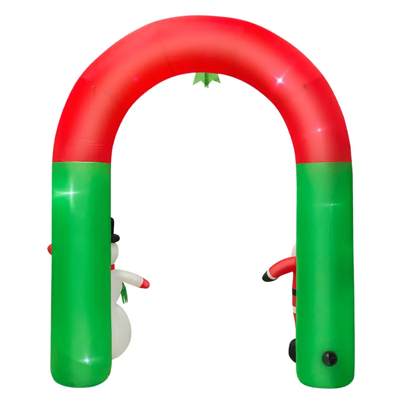 

Lighted Christmas Inflatable Santa and Snowman Archway with Bow LED Yard Art Decoration Christmas Gift