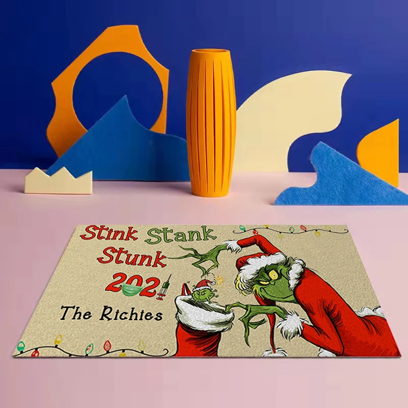 

Christmas Grinch Creative Funny 60cmx40cm 3D Bathroom Bedroom Living Room Anti-slip Mat Household Carpet Front Door Welcome Mat
