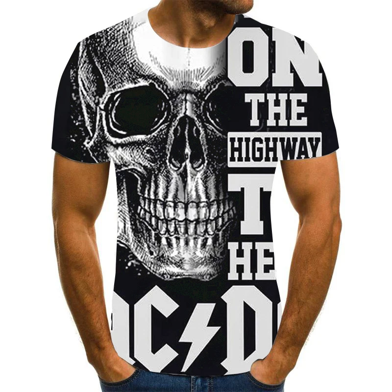 

3D printing printed T-shirt loose T-shirt men and women hip-hop European and American street style T-shirt rock T-shirt super la