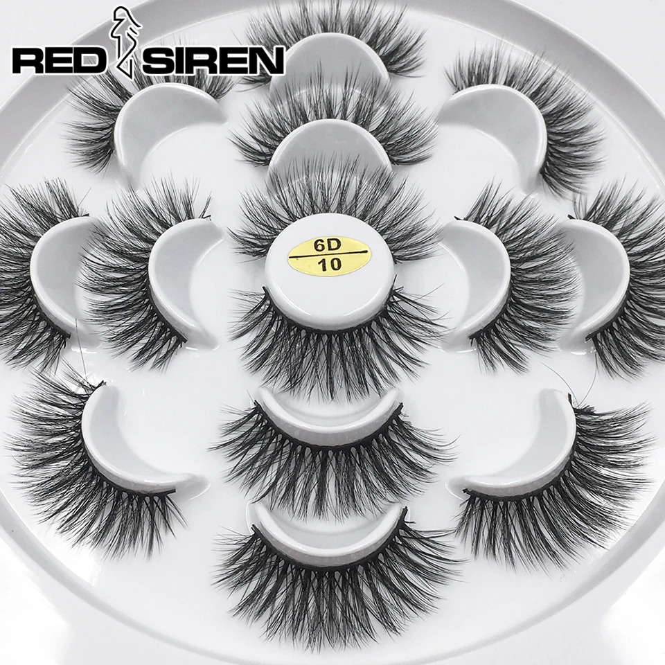 Красная сирена 7 пар Накладные ресницы натуральный крест Мягкие 3D оптом