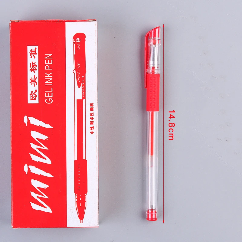 

Box of 12 European standard gel pen 0.5m bullet point black blue and red water-based pen office stationery oil-based carbon pen