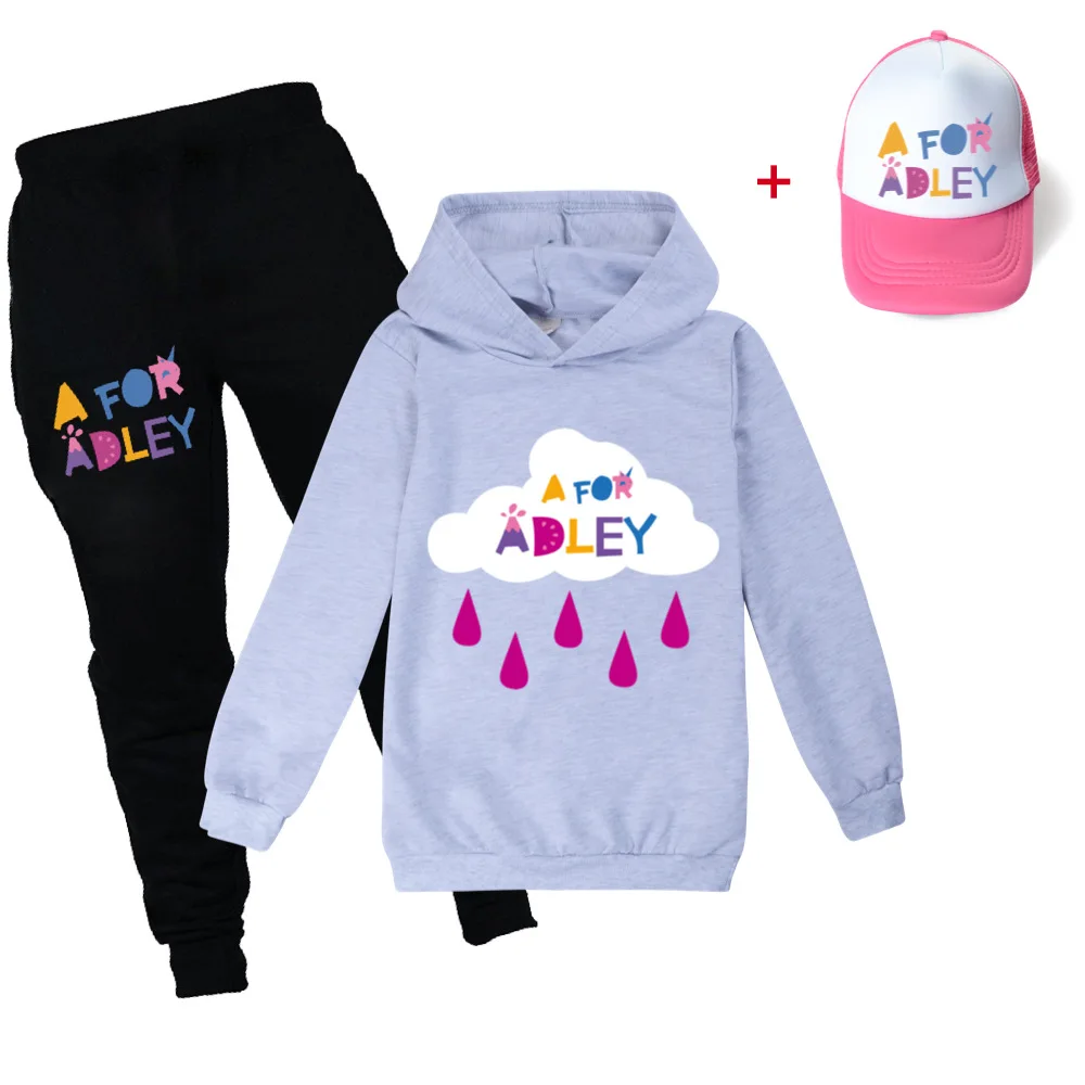 2-16Y Kids Clothing Set Children Clothes Sets A for Adley 3D Print Baby Girls Outfits Teenagers Boys Casual Sports Suit +Sun Hat