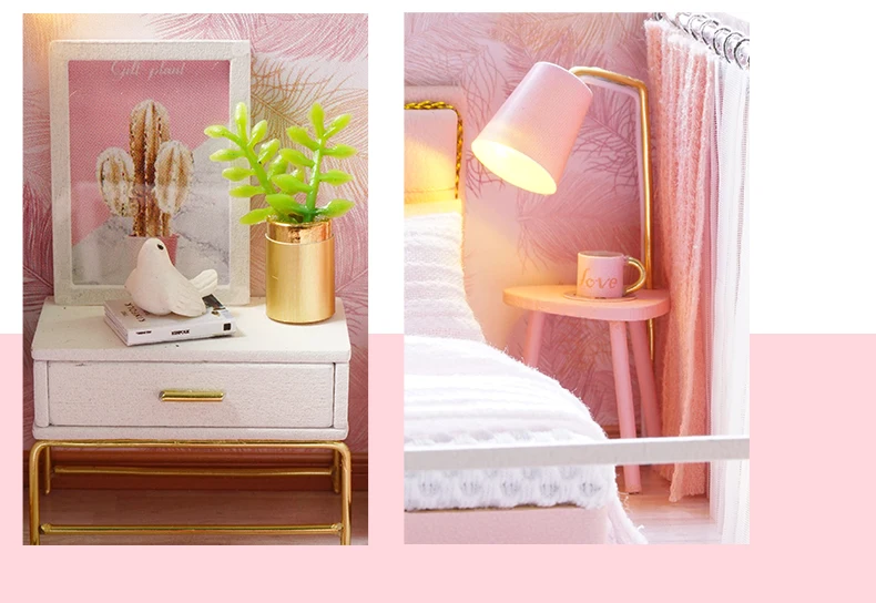 CUTEBEE DIY Кукольный дом деревянные кукольные домики миниатюрный кукольный домик мебель комплект с музыкой светодиодные игрушки для детей подарок на день рождения L026