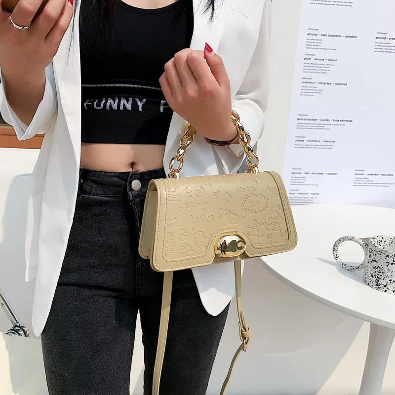 

High Quality Ladies Fashion Cartoon Embossed Shoulder Bag 2021 New Net Red Small Fresh Trendy Handbag Messenger Female Bag