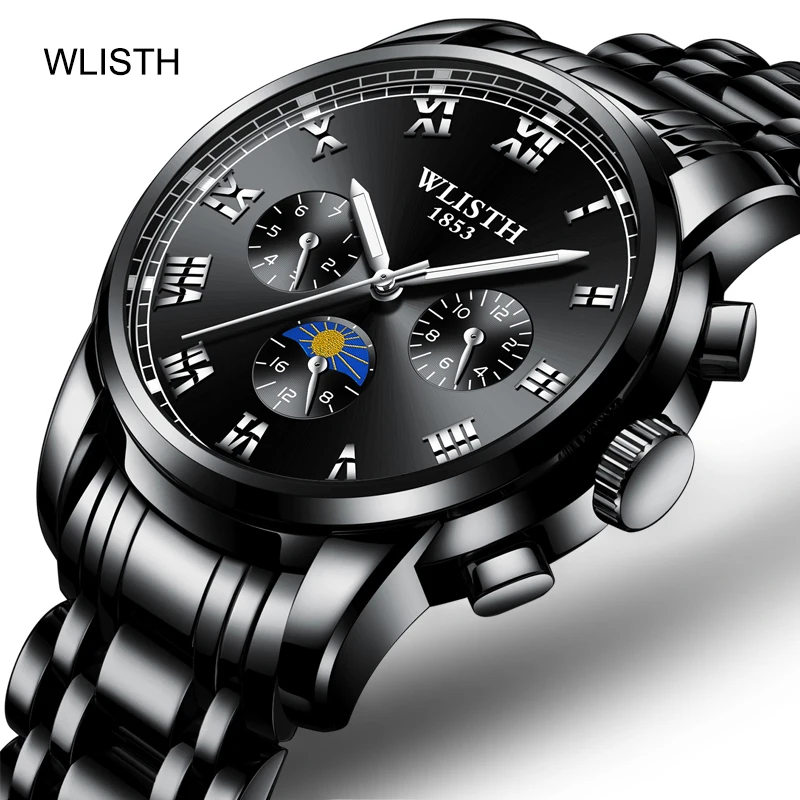 

WLISTH Steel Band Watch Men's Becoration Three Needle Night Light Waterproof Quartz Watch men's Watch Student Fashion Blt Watch