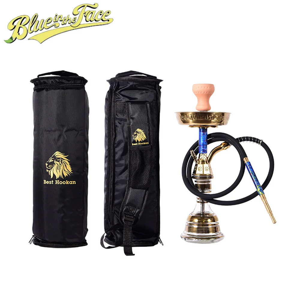 

Classic Hookah Set with Storage Bag Gilded Complete Shisha Set Ceramic Bowl Rubber Hose Shisha Accessories