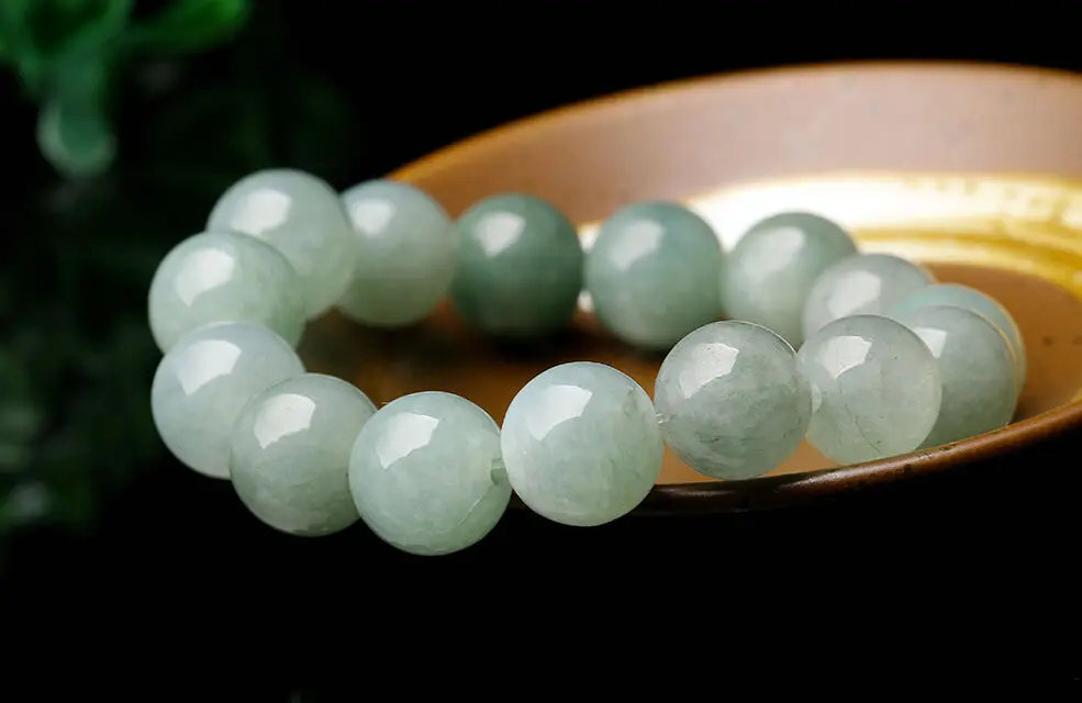 

LETSFUN Fine Jewelry 100% Natural A JADE Jadeite Green 15mm Bead Beads Bangle Bracelet Free Shipping