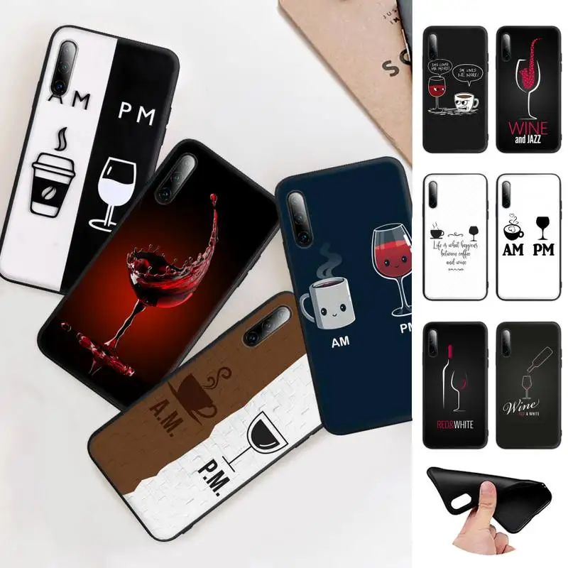 

Coffee Wine Cup Black Silicone Mobile Phone Cover Case For Redmi Note 6 8 9 Pro Max 9s 8t 7 5A 5 4 4x