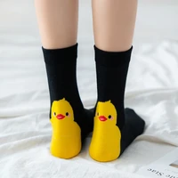 woman funny cartoon little yellow duck socks cute fashion happy woman socks 4 color kawaii animal woman cotton socks