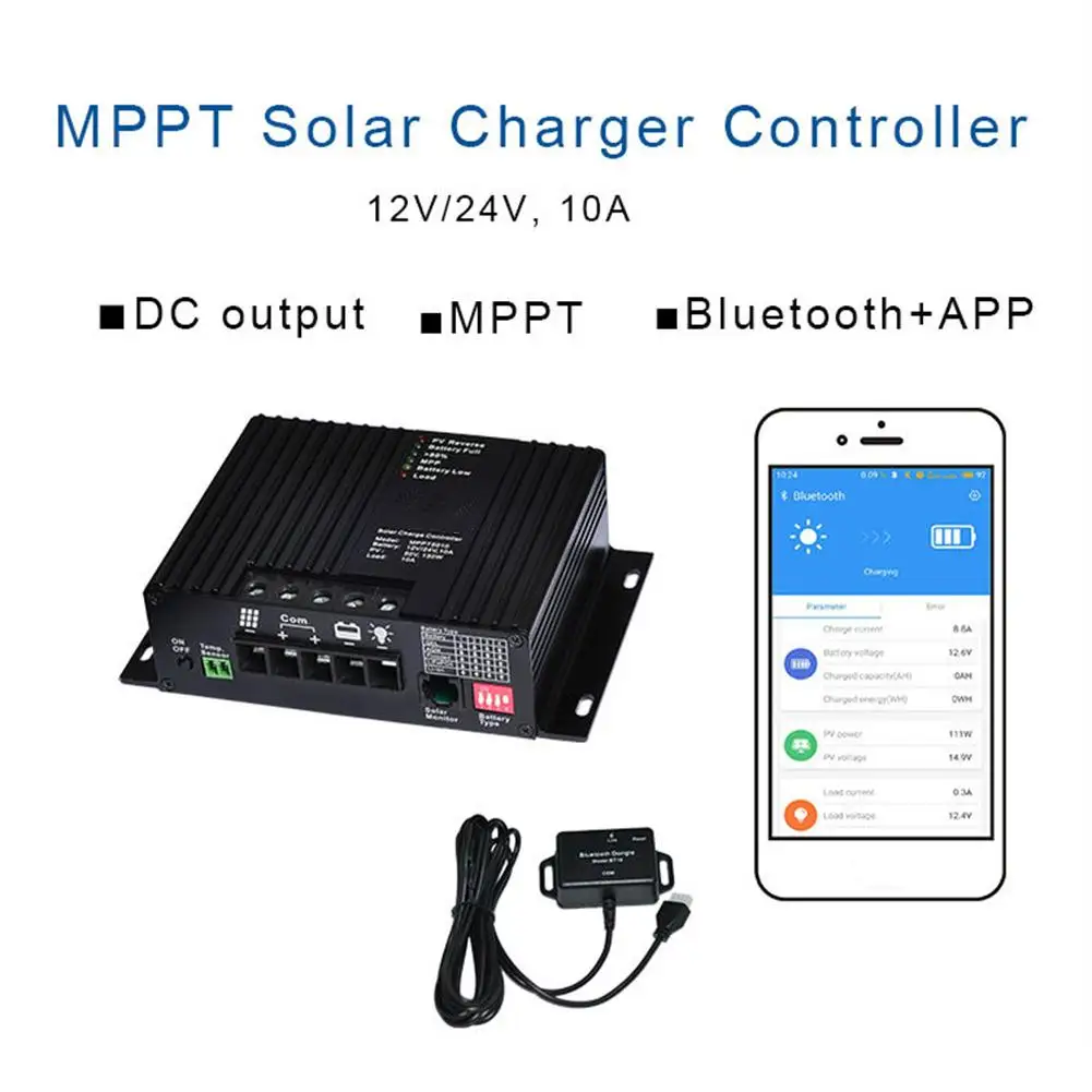 Контроллер заряда солнечной батареи MPPT с Bluetooth регулятор панели GEL/AGM/Flood/LiFePO4 (12 8