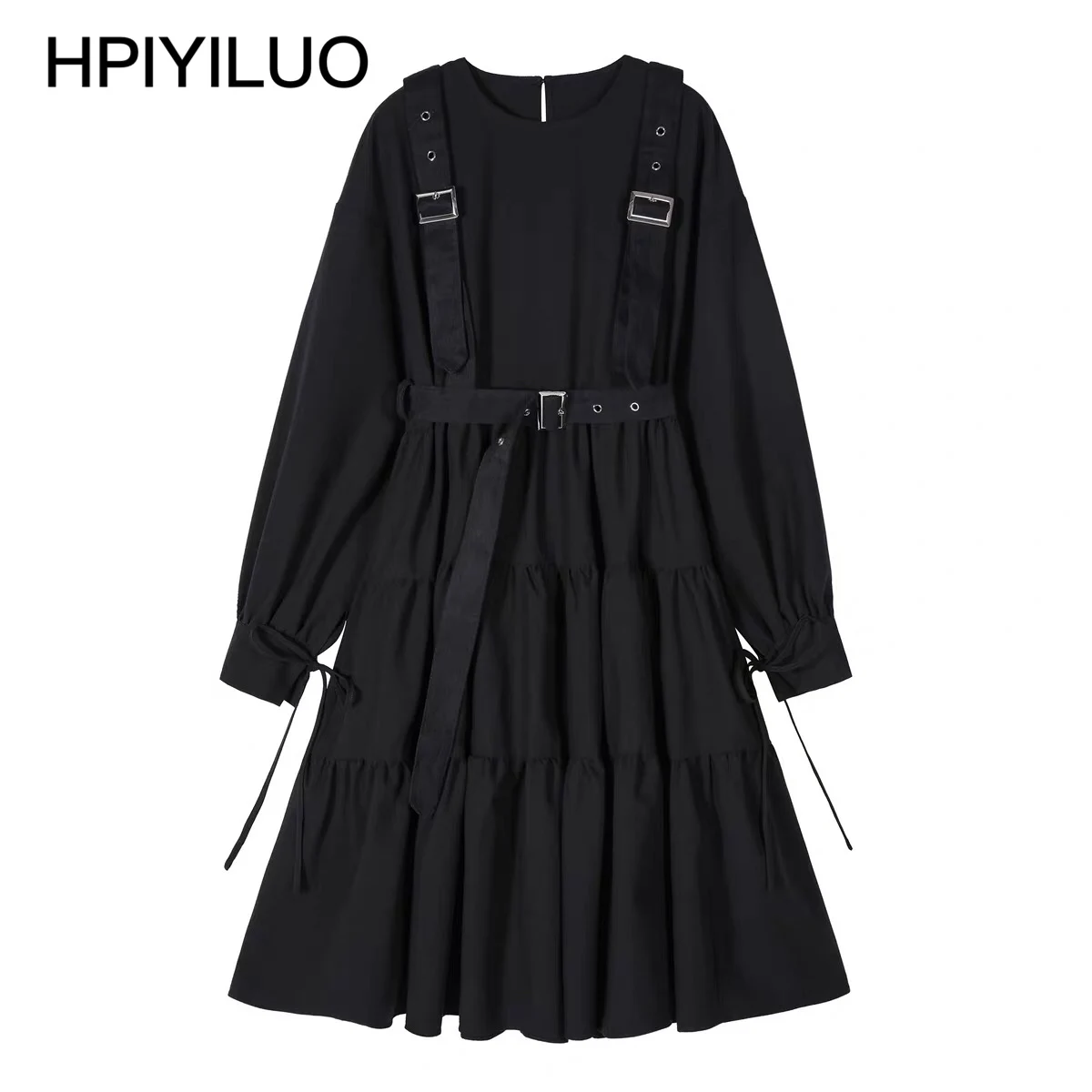 

Gothic Style Dress Women Harajuku Gothic Lolita Kawaii Dress Punk Cute Long Sleeve Black Midi Dress 2021 Emo Mall Goth