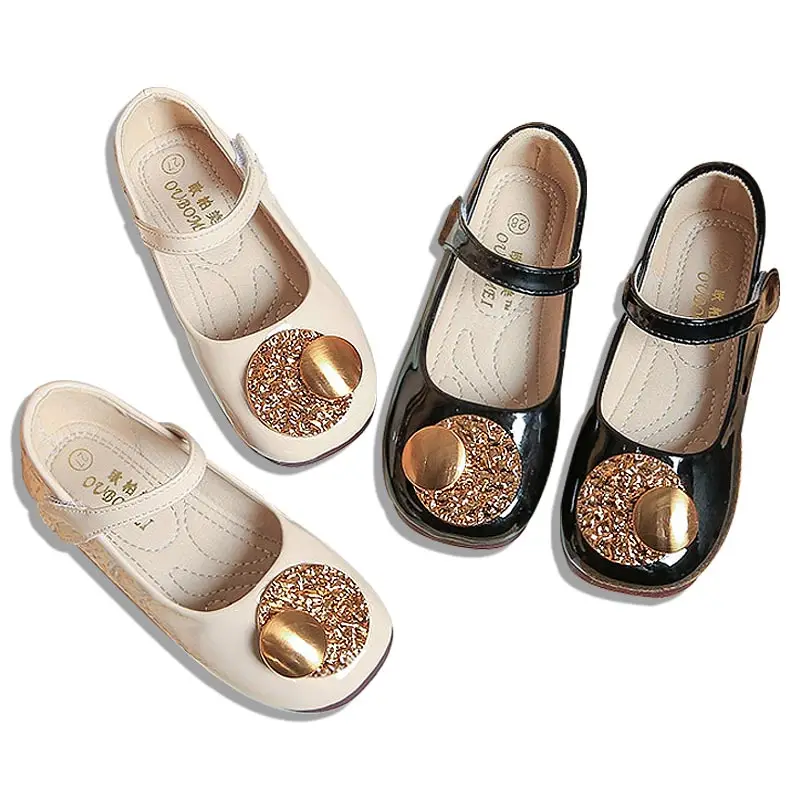 

Туфли детские из ПУ кожи, повседневная обувь для девочек, на плоской подошве, вечерние, белые, Размеры 25-35, осень-весна