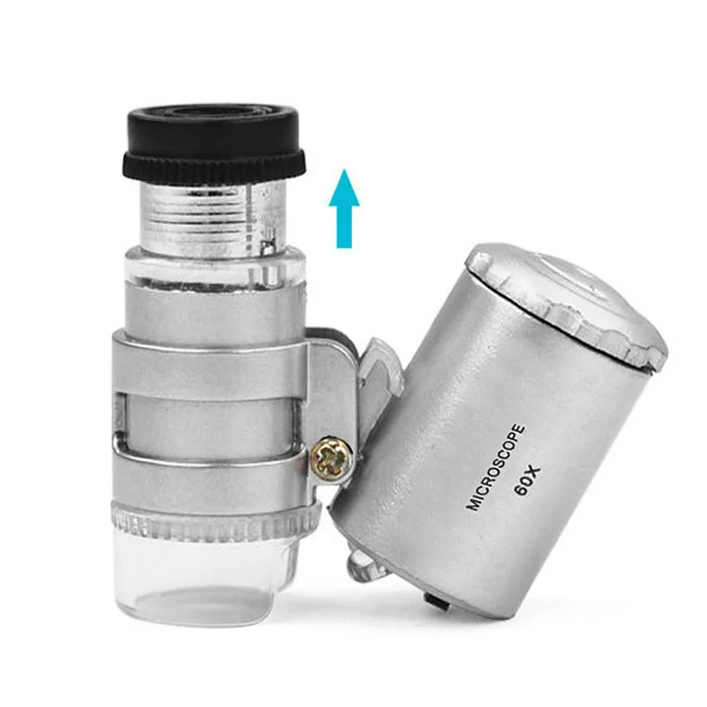 

Mini 60x Microscope Magnifying with LED UV Light Pocket Jewelry Magnifier Jeweler Loupe Light Licht#20
