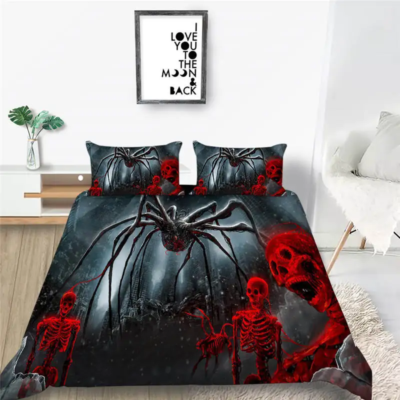 

3D Drop ship Stunning 2/3 Pcs/Set Variety Spider Design Print Quilt Cover Sets Queen King Bed linens set