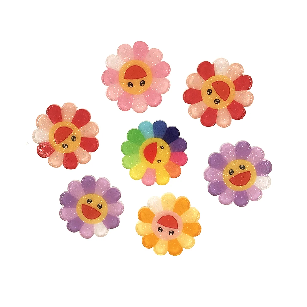 30 шт./лот блестящий солнечный цветок плоский задник кабошон Детские банты для