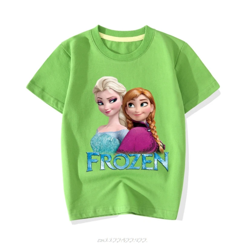 Disney Новый Kawaii игры Футболка с изображением Анны и Эльзы для детей милая Летняя