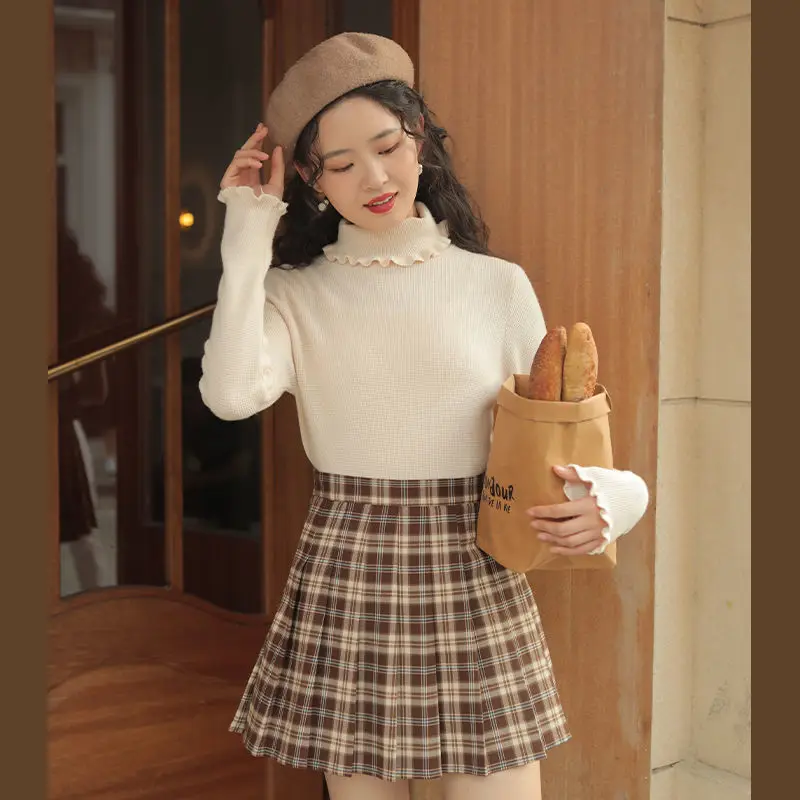 

Юбка женская плиссированная в клетку, с завышенной талией