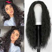 kryssma afro kinky curly synthetic lace front wigs for black women with natural hairline glueless side part wigs heat resistant